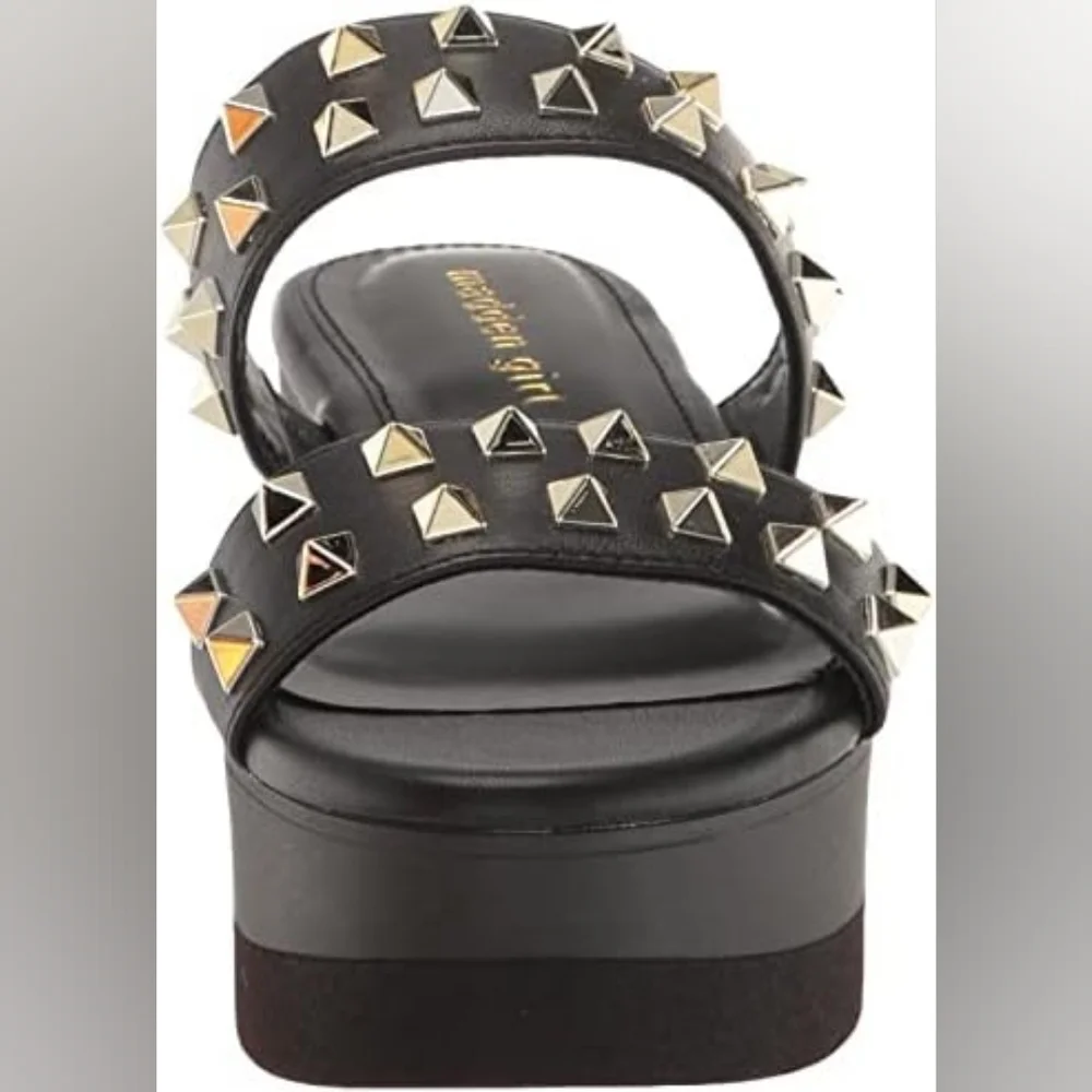 MADDEN GIRL Black Studded Platform Sandals